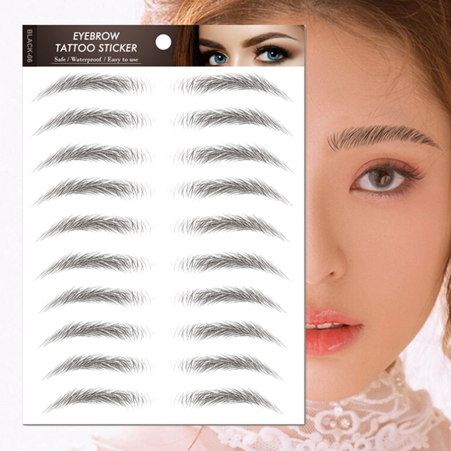Eyebrow Stickers, Eyebrow Temporary Tattoo Stick-on Waterproof False Eyebrows Cosmetics