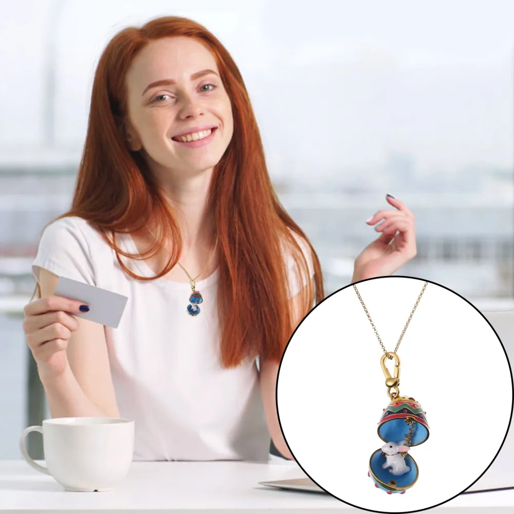 1 Set Creative Easter Gift Surprise Easter Egg Pendant Creative Pendant Necklace