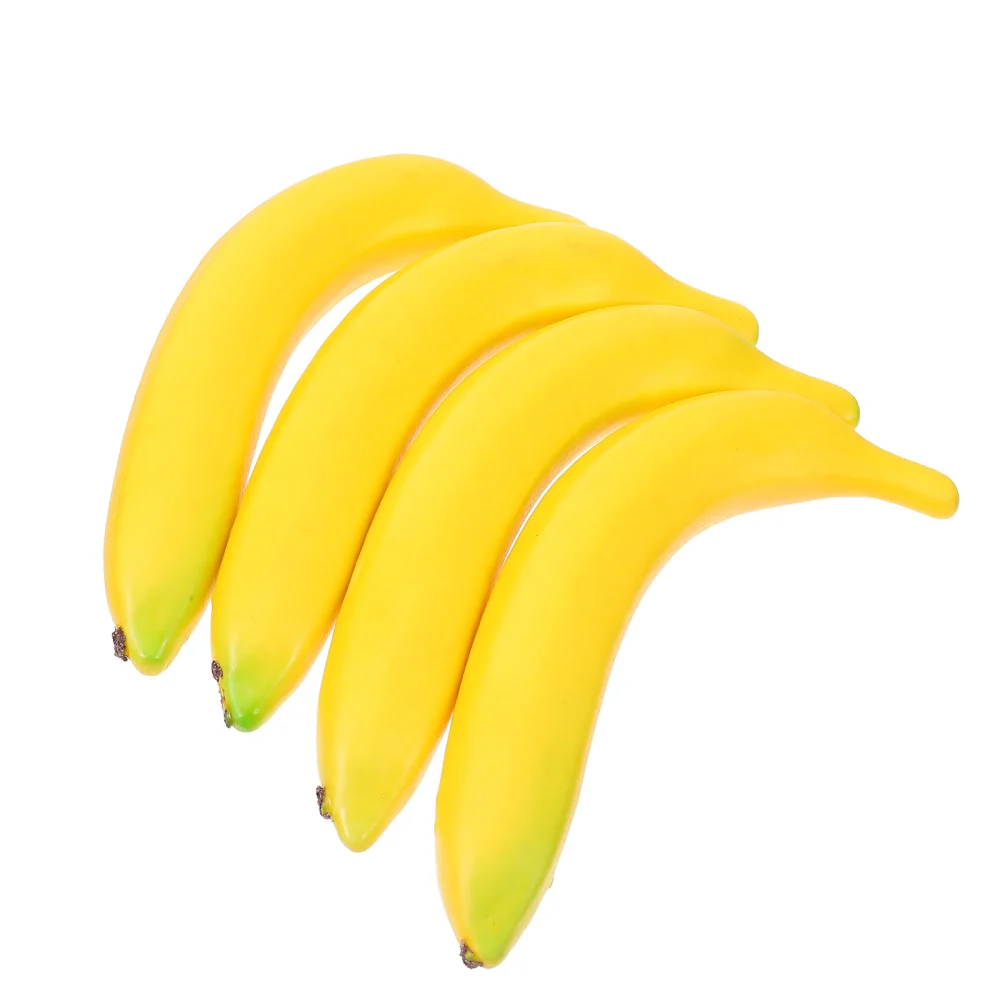 4pcs Fake Banana Photography Props Artificial Banana Lifelike Fruit Decorations (Yellow)