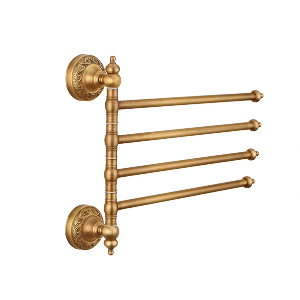 Retro Copper Towel Rack Rotatable Antique Brass Bathroom Shelf Towel Holder Towel Bar Household Supplies (4 Tiers)