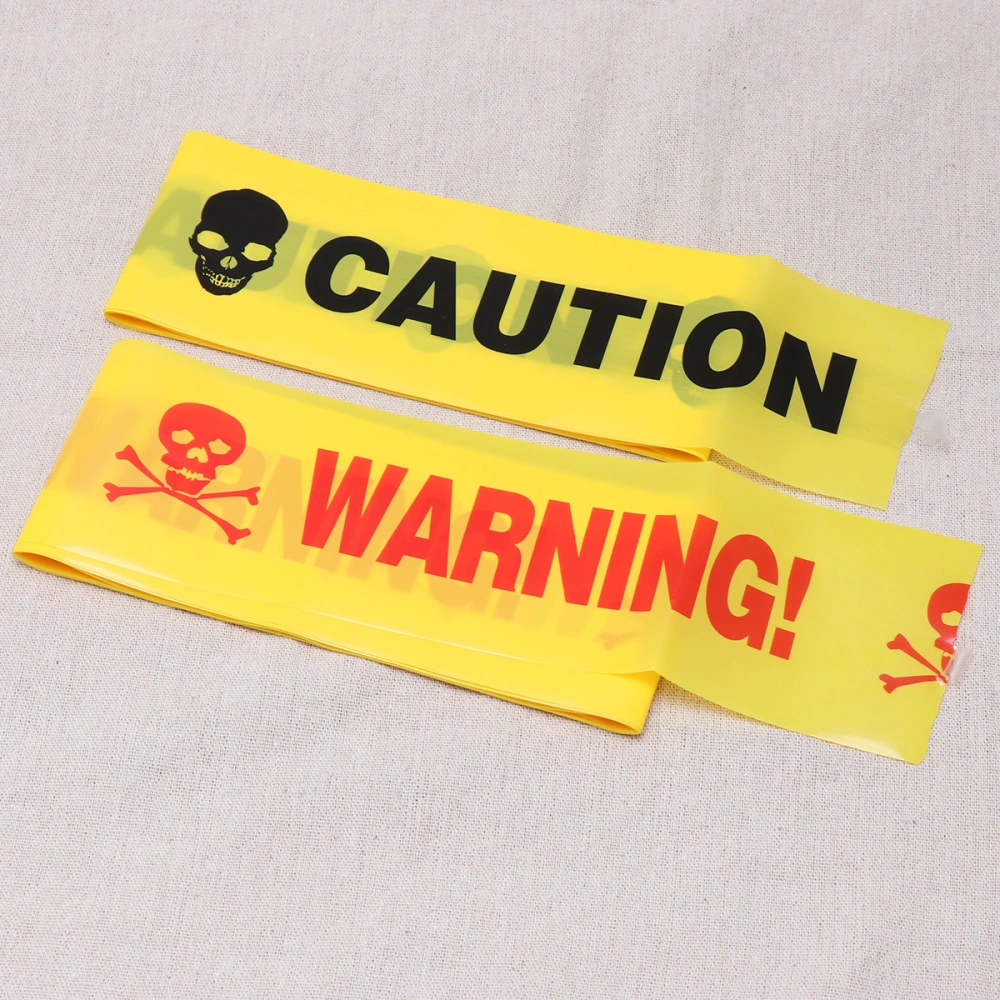 2 Pcs Halloween Cordon Isolation Tape Skull Yellow Caution Orange Warning Safety Warning Tape Halloween Party Supplies