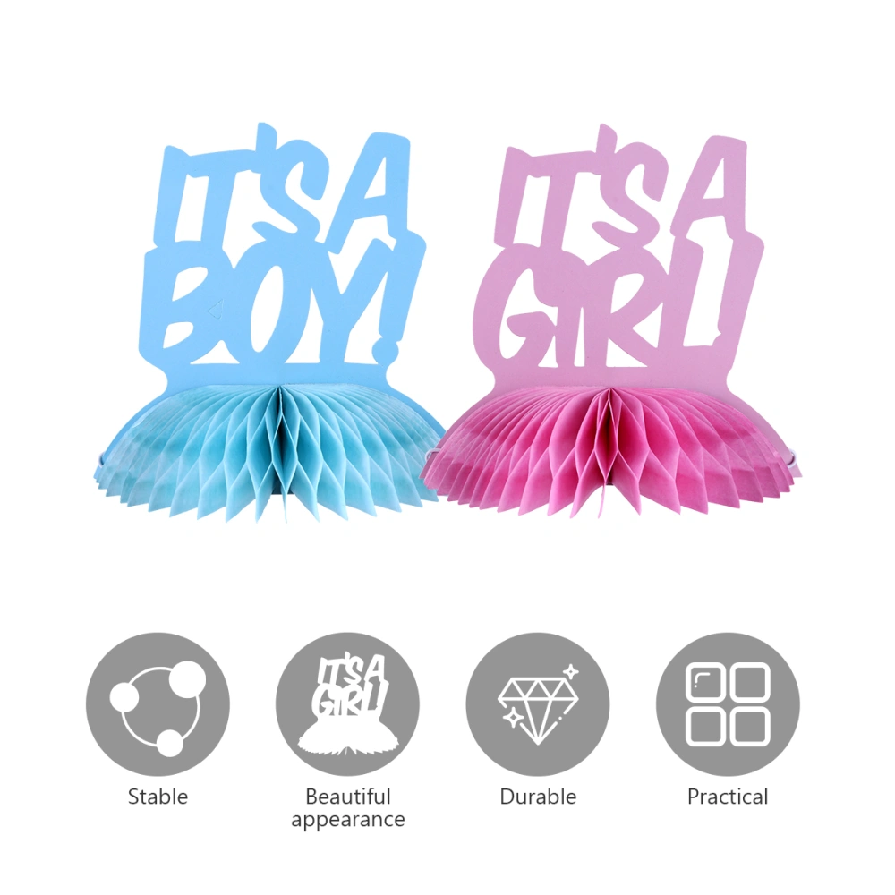 2Pcs Fashion and Creative Paper Cartoon Style Boys And Girls Beehive Ball Decoration Crafts (Blue + Pink)