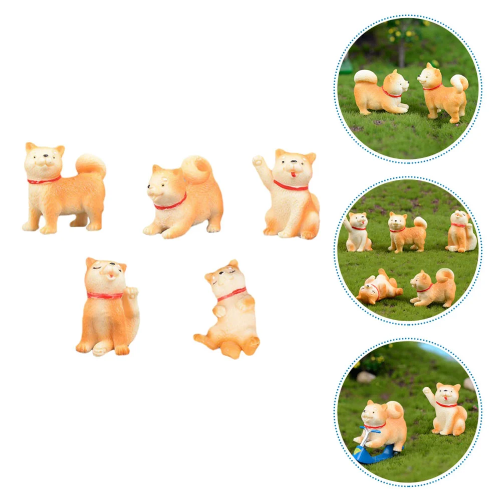 5Pcs Decorative Dog Models Mini Puppy Adornment Desktop Ornament for Home