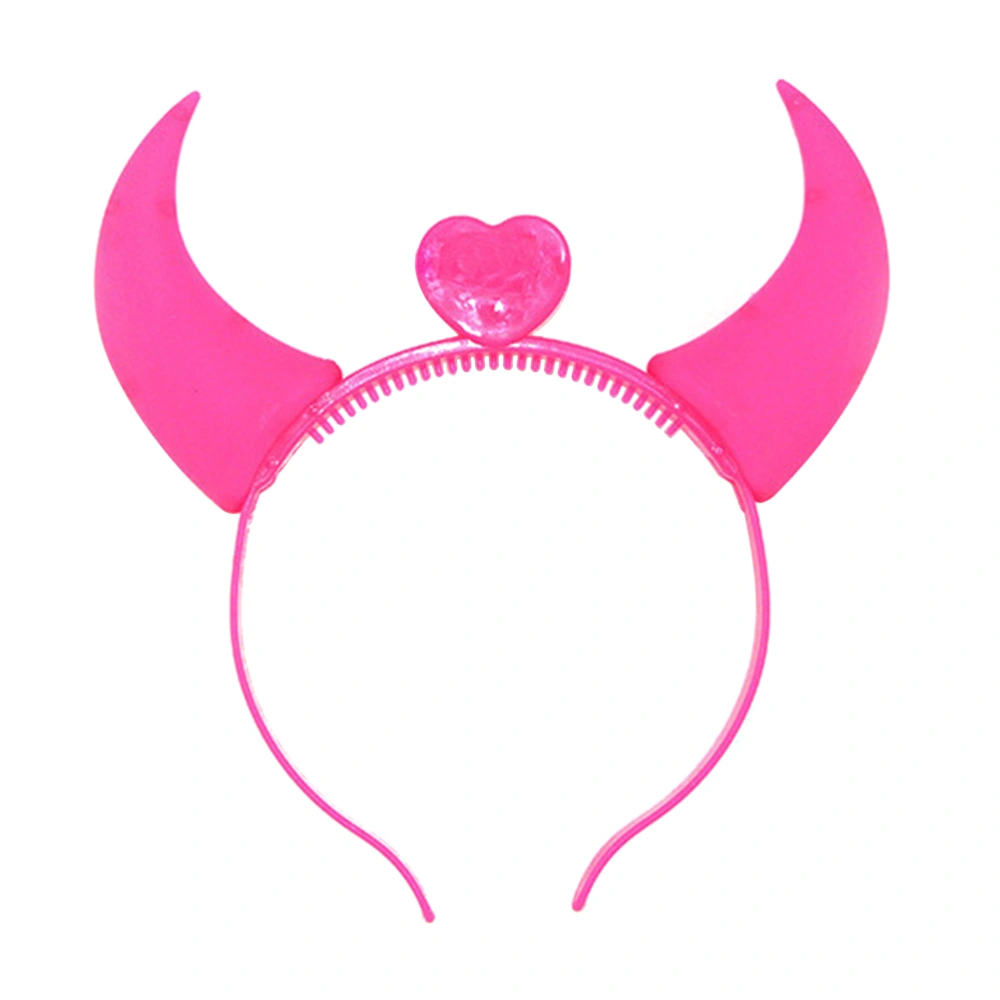 LED Light Up Flashing Devil Horns Headband Glowing Devil Horns LED Costume Headband (Pink)