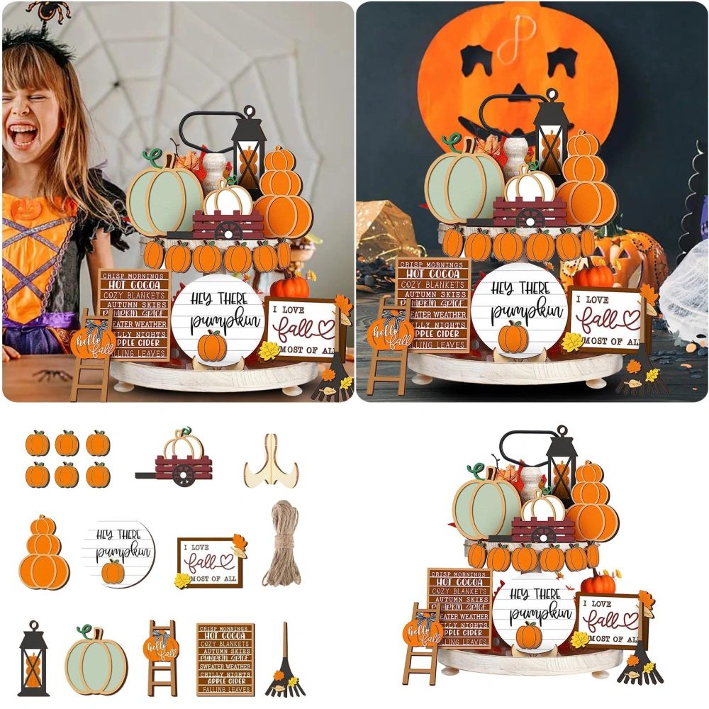 Halloween Tiered Tray Decorations Cute Pumpkin Letter Broom Signs Farmhouse Fall Table Centerpieces