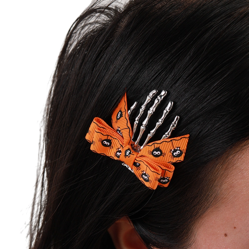 Halloween Hair Clips Bow Skeleton Hand Alligator Barrettes Ponytail Holder for Women Toddler Hair Styling Tool