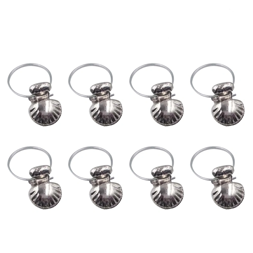 8Pcs Silver Stainless Steel Shell Window Curtain Clips Shower Curtain Rod Clips Rings Clothes Drapery Hooks Clamps (Silver)