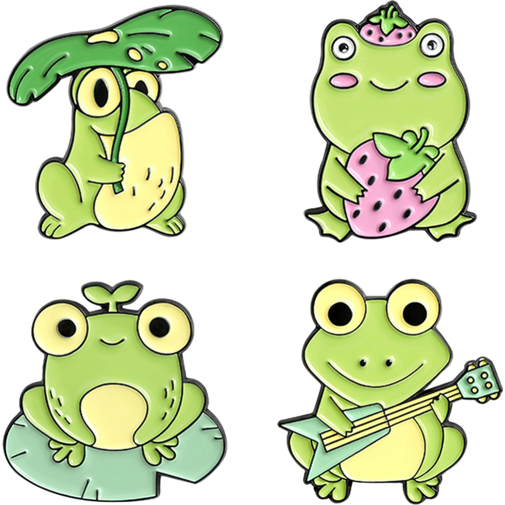 4pcs Frogs Brooch Clothes Lapel Pin Badge Enamel Pin Cartoon Animals Jewelry