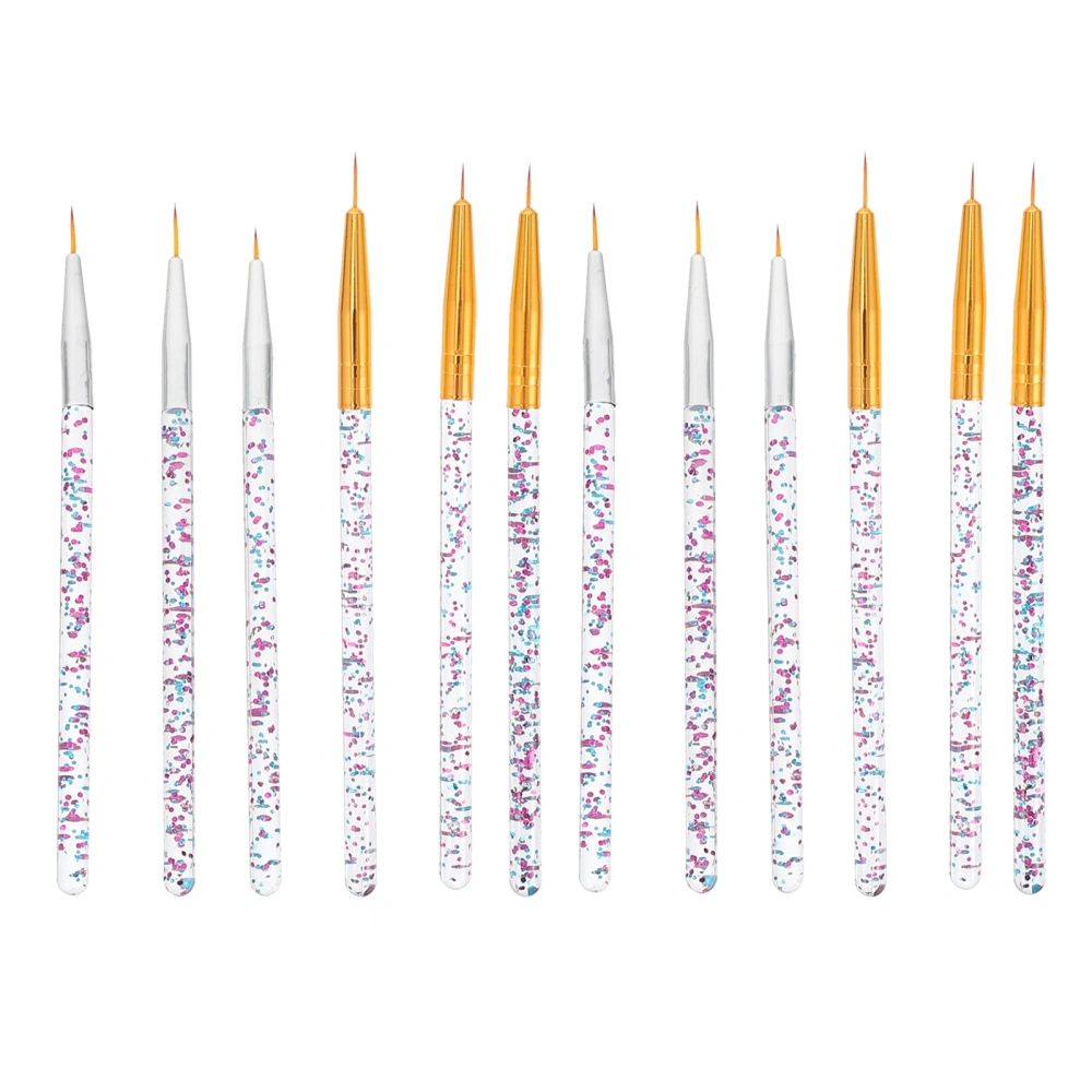 12Pcs Acrylic Nail Art Painting Brush Nail Painting Design Pen for Home Salon