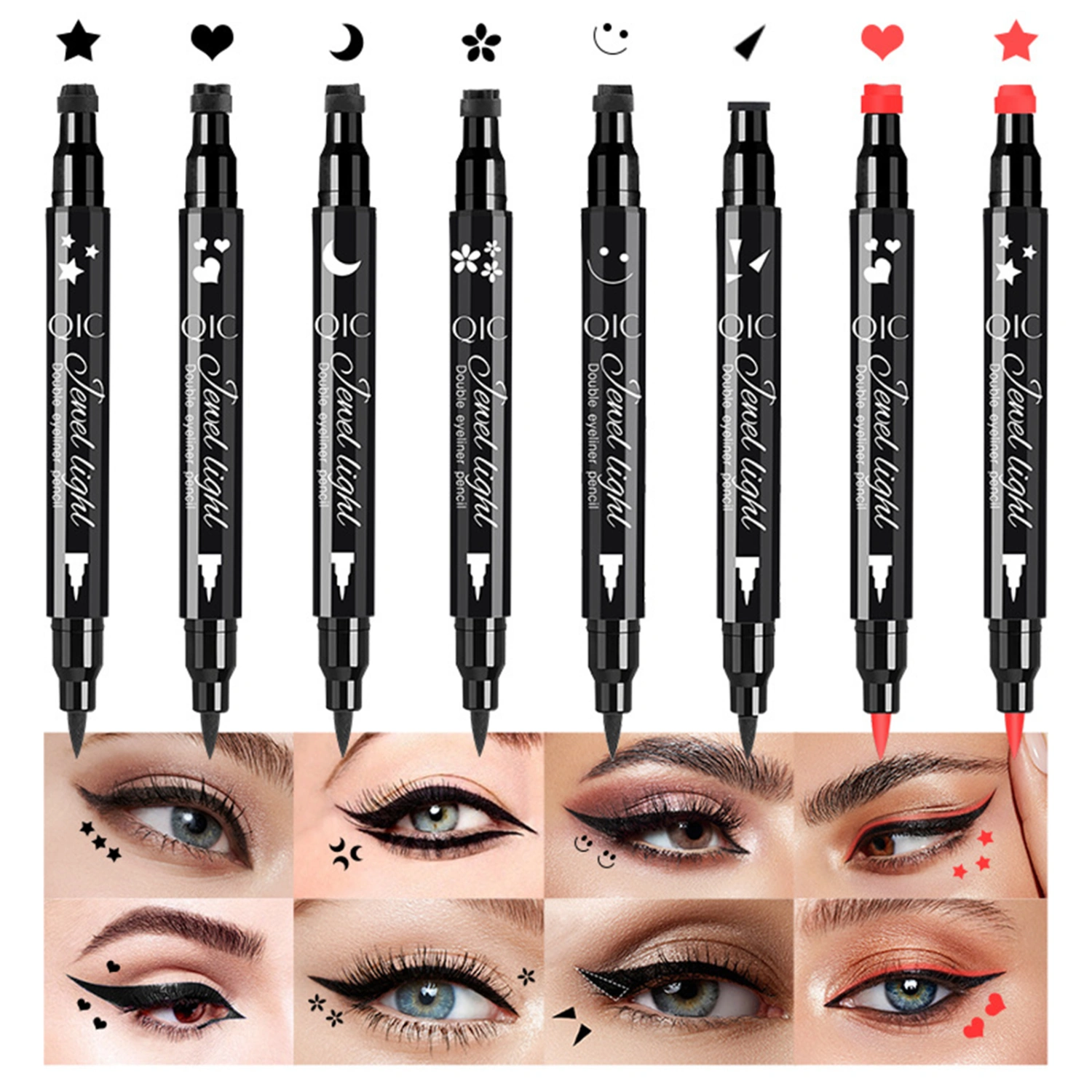 Eyeliner Pen Liquid Liner Star Stamp Smudge-proof Eyeliner Double-end Waterproof Long Lasting Eyeliner