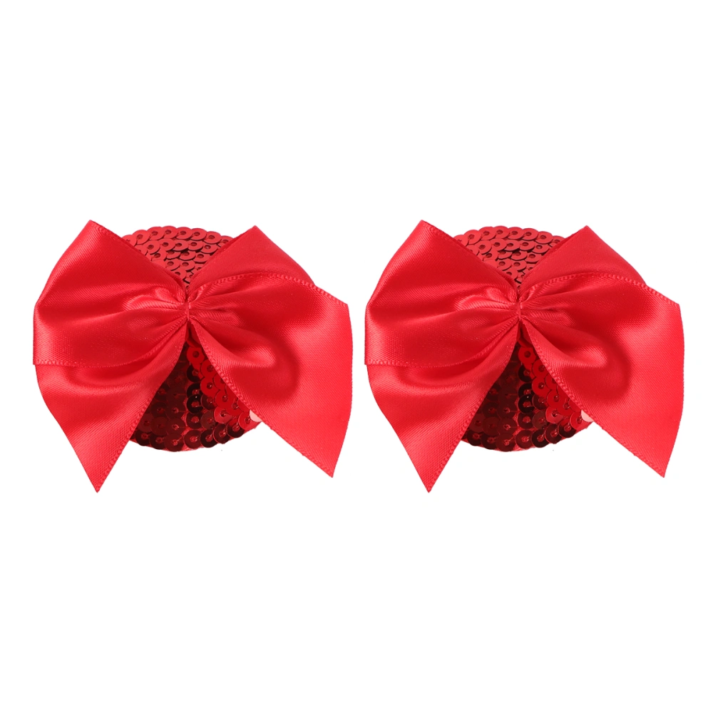 1 Pair of Sexy Breast Sticker Christmas Valentine's Day Sequin Bowknot Covers Chest Paste