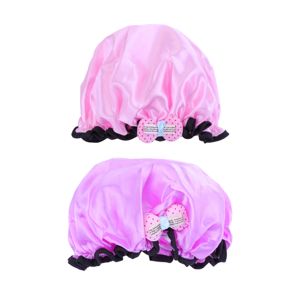 2Pcs Cartoon Kids Bathing Hat Shower Waterproof Bath Hat Baby Ear Protector Pink Light Purple