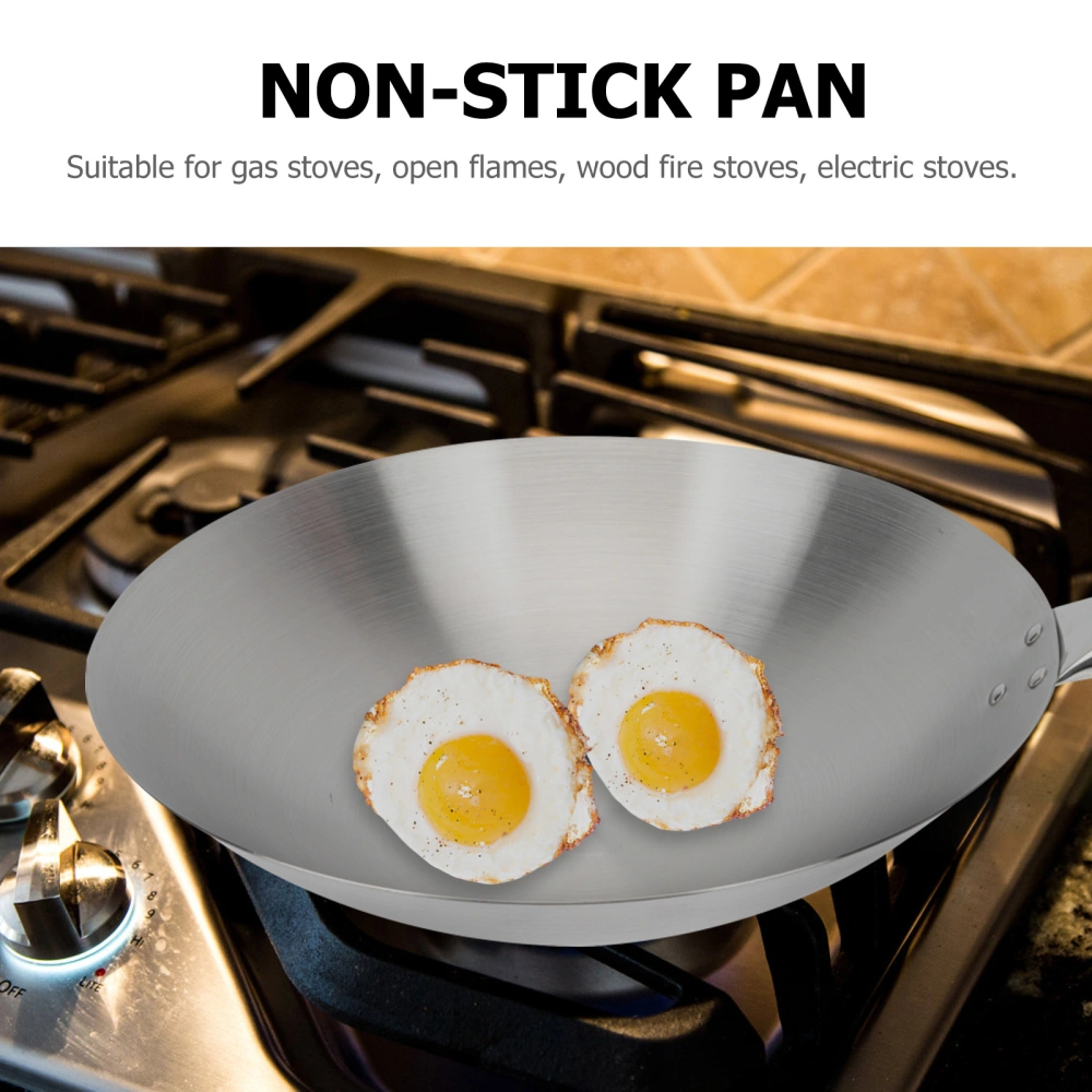 1pc Stainless Steel Wok Household No Magnetic Sand Frying Pan Non Stick Pan