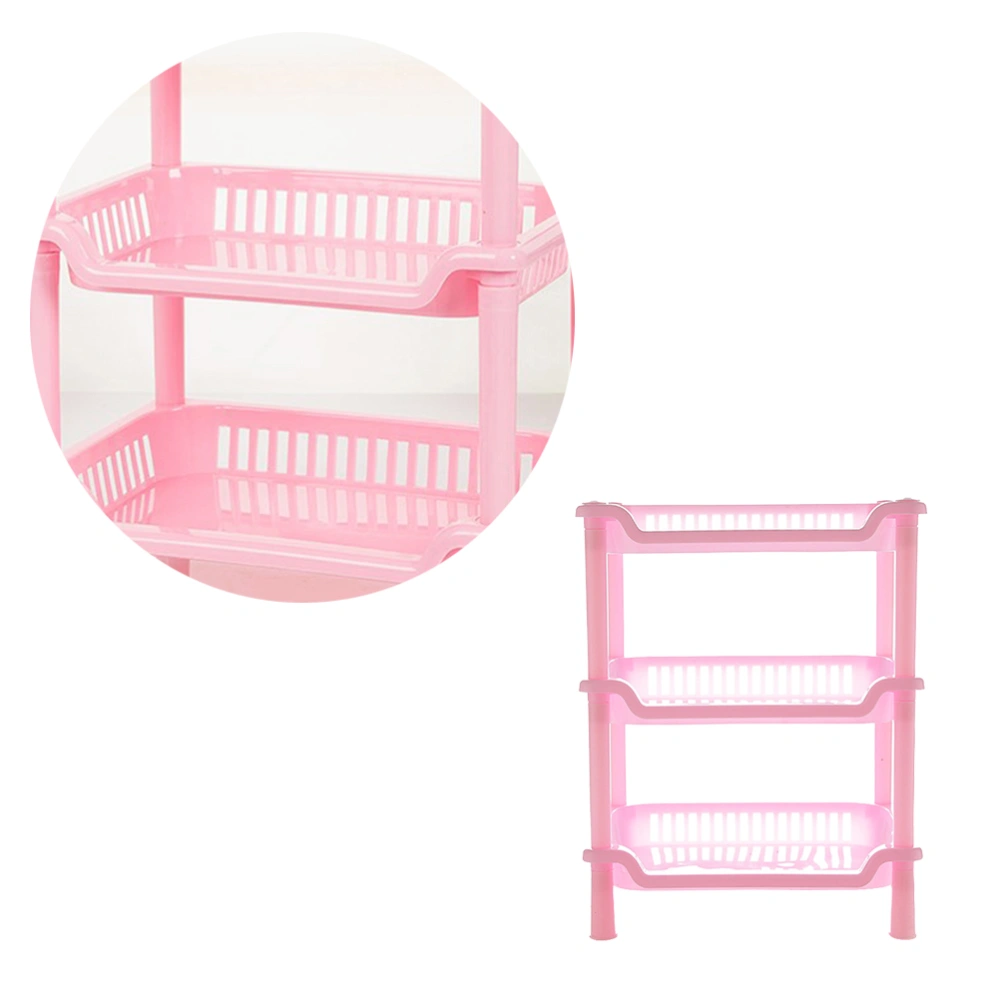 Square Storage Rack Detachable 3-layers Holder Kitchen Bathroom Rack (Pink)