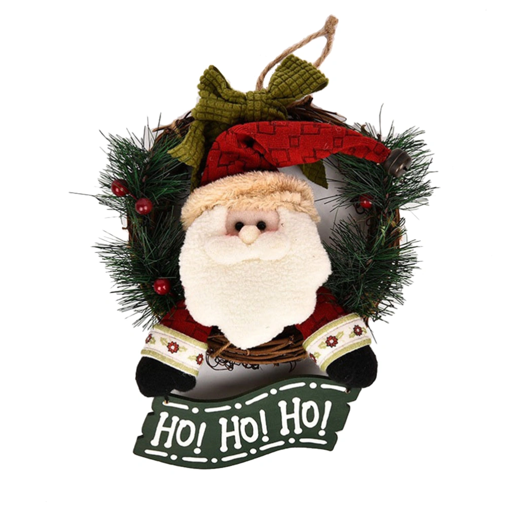 29cm Christmas Wreath Rattan Ring Door Hanging Santa Ornament(Santa Claus)