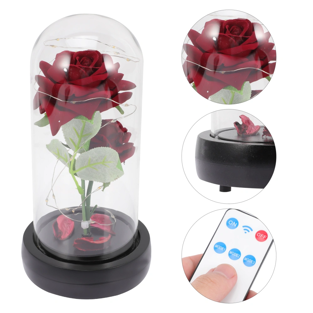 Light Up Artificial Flower Rose In Glass Dome Romantic Gift for Mothers Day