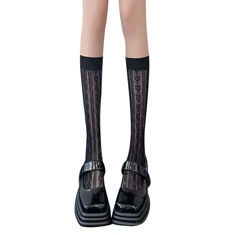 Women Calf Socks, Elastic Soft Sheer Socks Lolita Socks Stockings Boot Socks for Club Party