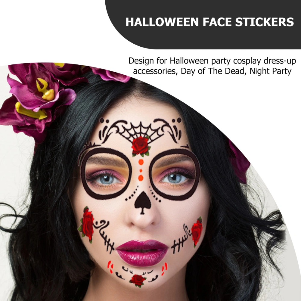 8Pcs Halloween Facial Stickers Waterproof Temporary Tattoos Sticker for Decor