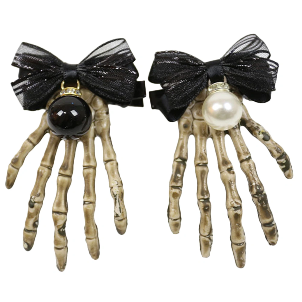 2PCS Skull Hand Bone Hairpin Creative Halloween Hair Clip Decor Hair Clasp Decor