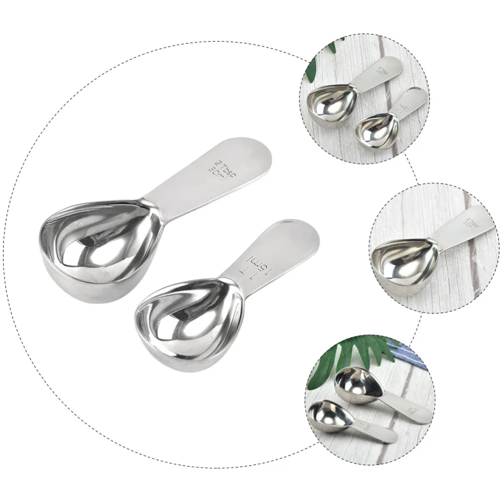 2PCS Stainless Steel Powder Scoops Flour Cups Measuring Tools Measuring Spoons