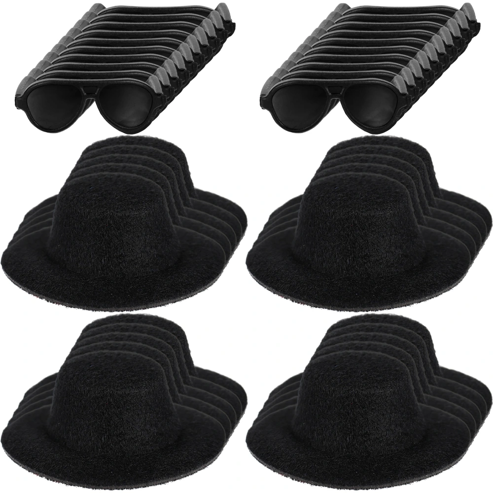 1 Set of Black Mini Formal Hats Miniature Doll Formal Hats For Doll Accessory