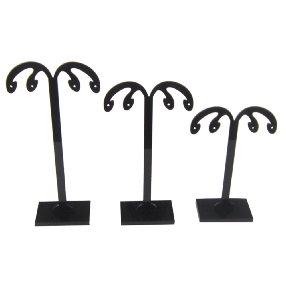 2 Sets Acrylic Earrings Holder Black Eardrop Display Stand Ear Jewelries Rack Organizer (3pcs/Set)