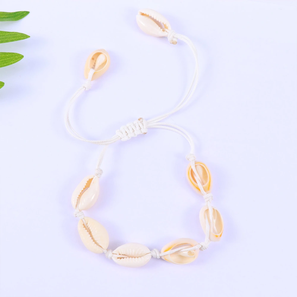 Natural Shell Braided Bracelet Simple Women Decoration Bracelet (White)