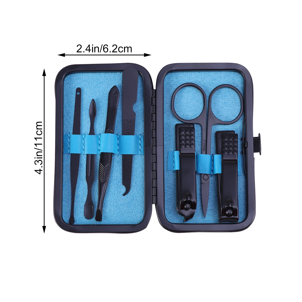 7 Pcs Multipurpose Manicure Pedicure Set Nail Cutter Set Nail Grooming Clipper Kit Nail Trimmer (Blue)