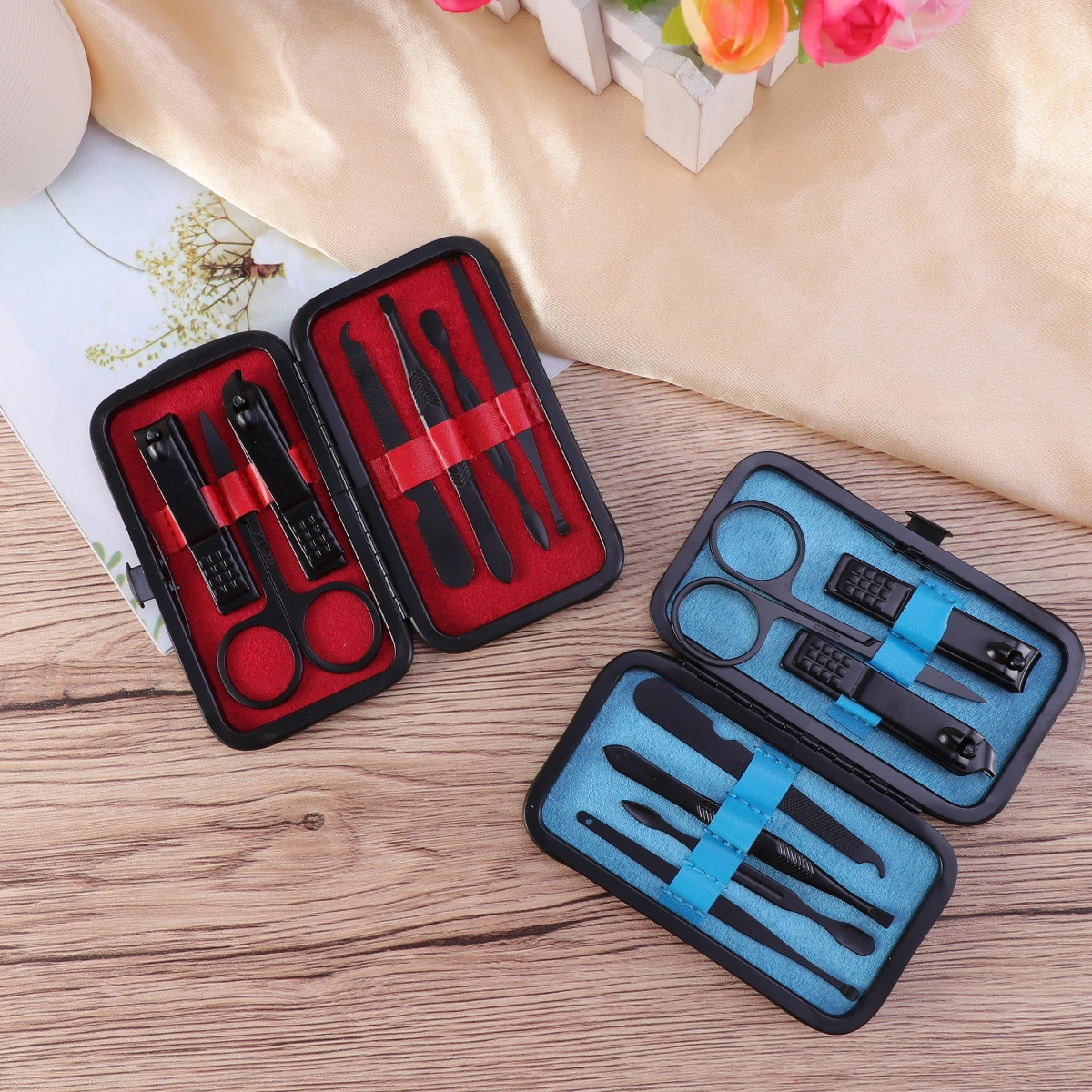 7 Pcs Multipurpose Manicure Pedicure Set Nail Cutter Set Nail Grooming Clipper Kit Nail Trimmer (Blue)