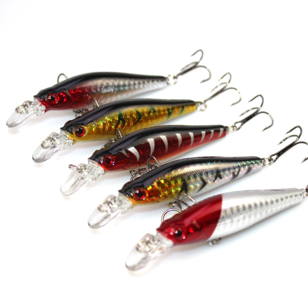 5pcs 8cm Fish Shaped Artificial Lures Hook Fishing Accessories (Random Color)