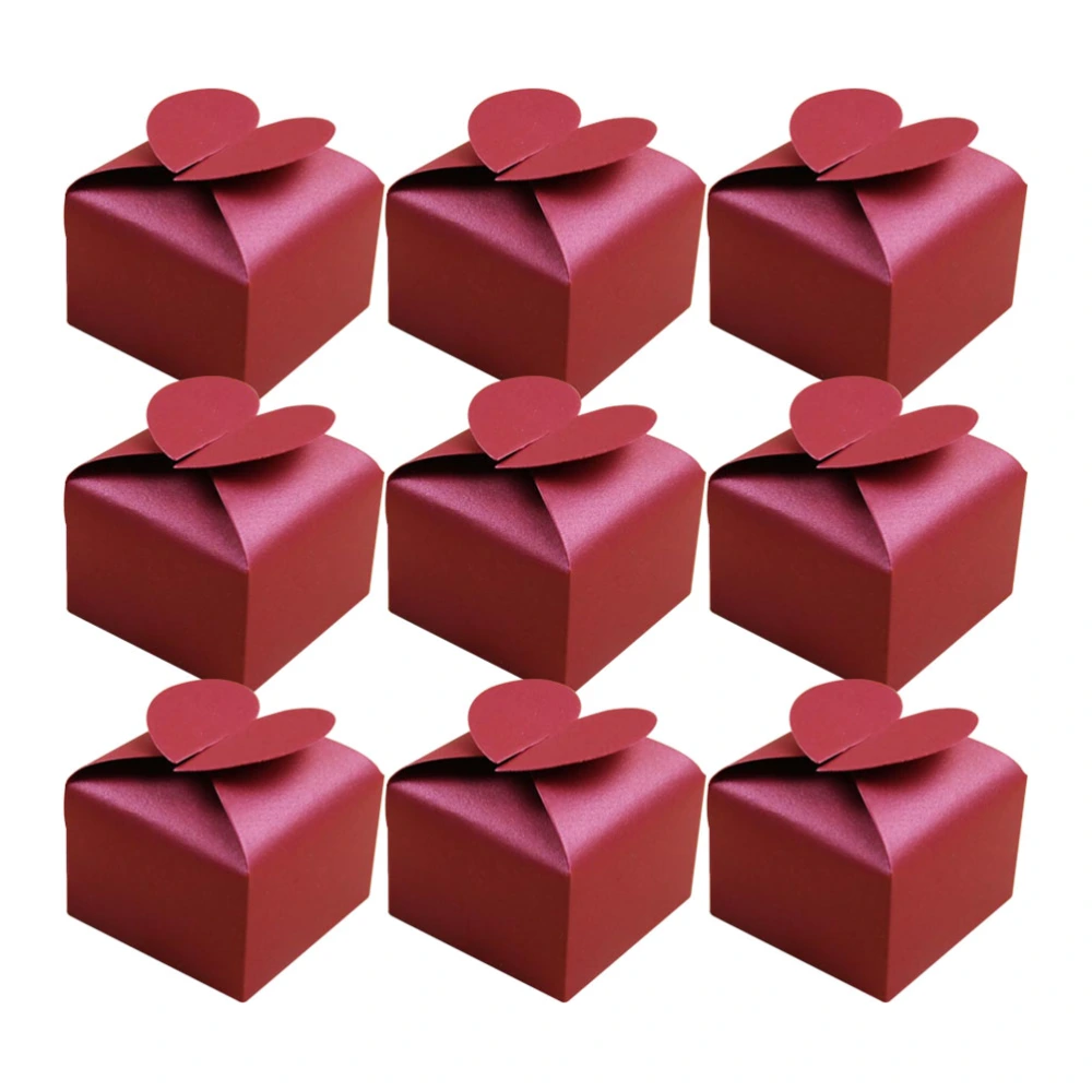 50pcs Delicate Heart Candy Box Paper Gift Container Packaging Boxes Party Supplies for Wedding Festival (Red)