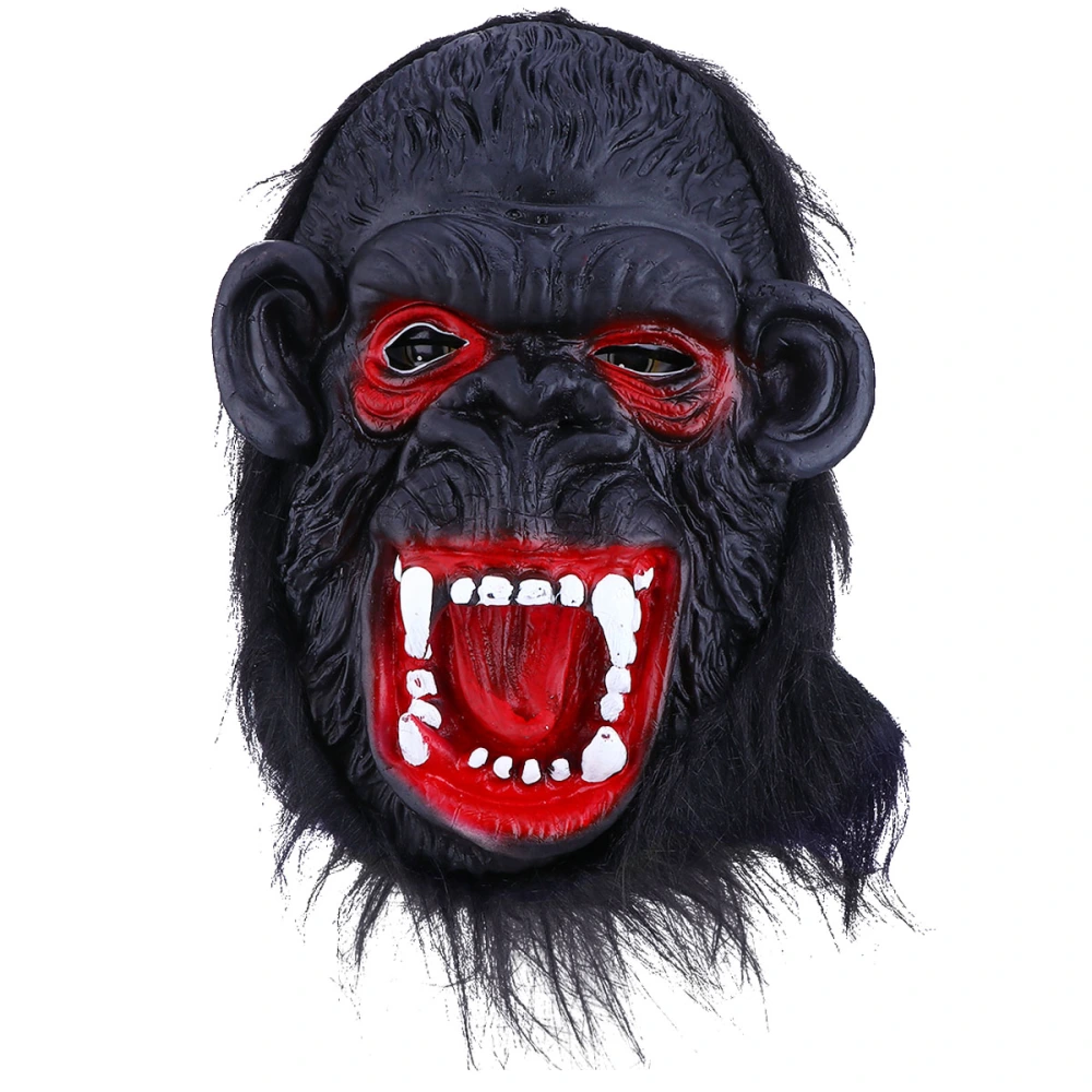 1Pc Halloween Gorilla Mask Scary Horror Dress-Up Mask Performance Tool Party Supplies Black (Big Mouth)