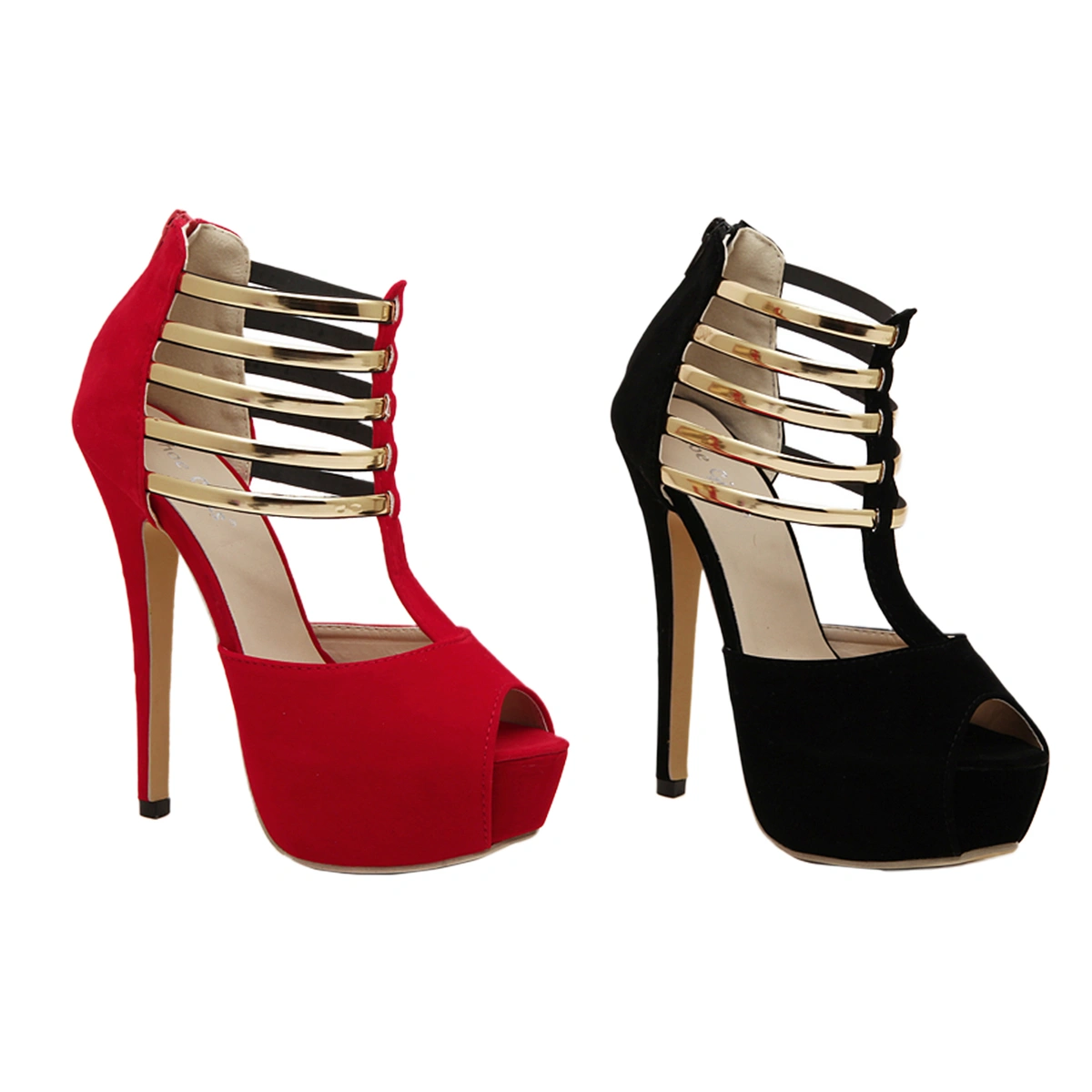 1 Pair of Thin Heels Shoes Open-Toed High Heels Platform Stiletto for Women (Black, Size 41 8.5US,6UK，40EU,10.0215Inch)