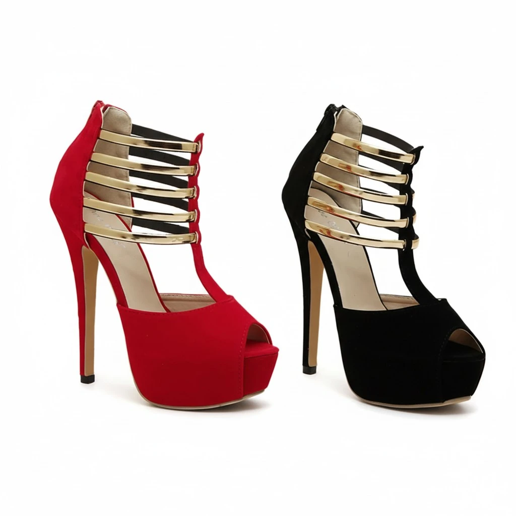 1 Pair of Thin Heels Shoes Open-Toed High Heels Platform Stiletto for Women (Black, Size 41 8.5US,6UK，40EU,10.0215Inch)