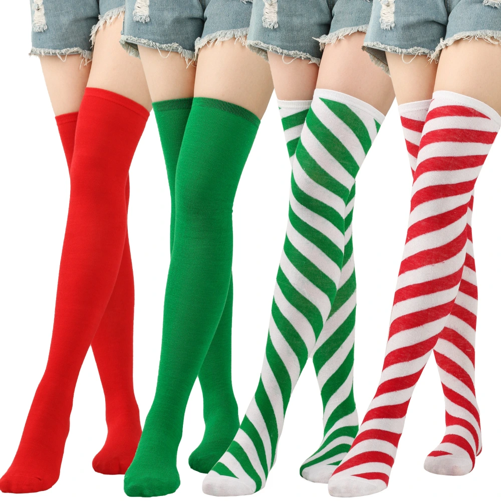 Women Christmas Long Stockings Thigh High Boot Socks Leg Warmers