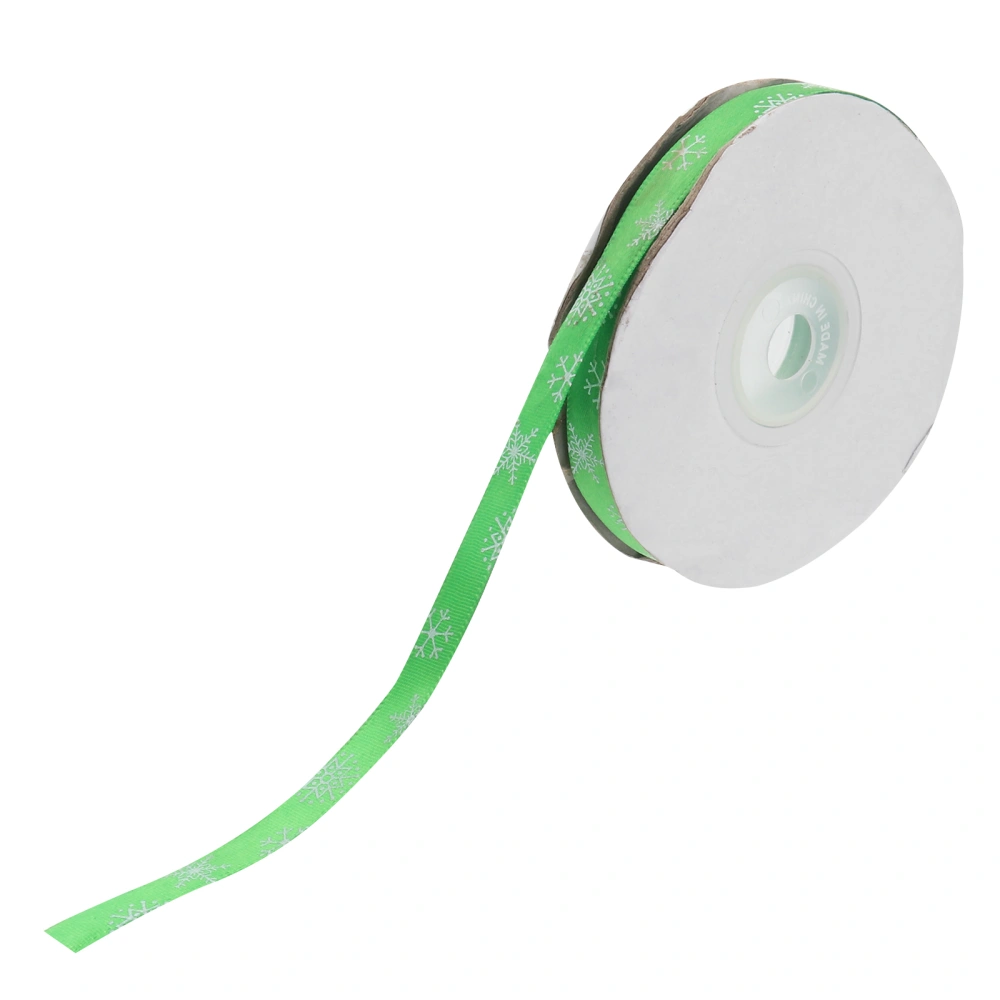 1cm Wide Christmas Ribbon 20m Long Snowflake Thin Ribbon for Gift Packing Wrapping (Green)