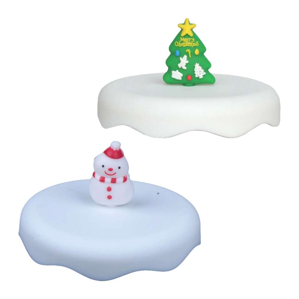 2Pcs Christmas Silicone Cup Lids Leak Proof Cup Lid Cover for Toddlers Kids