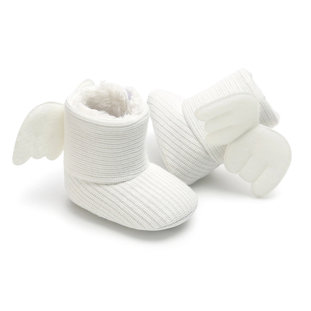 1 Pair of Sole Boots Wing Shoes Warm Cotton Shoes Winter Outdoor Shoes for Baby White Size 13cm