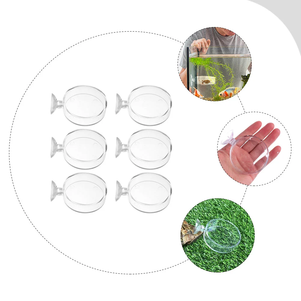 6pcs Acrylic Fish Food Feeders Useful Fish Tank Food Holders with Suction Cups