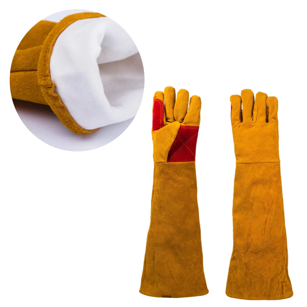 1 Pair Long Leather Gloves Premium Wear Resistant Gloves for Welding Cutting Carring Gardening