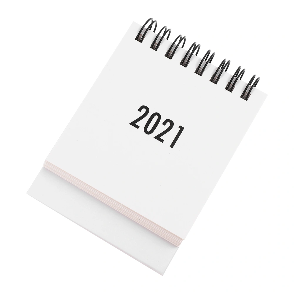 STOBOK Mini 2021 Desk Calendar Coil Calendar Standing Calendar Daily Scheduler Agenda Planner for Home Office (White)