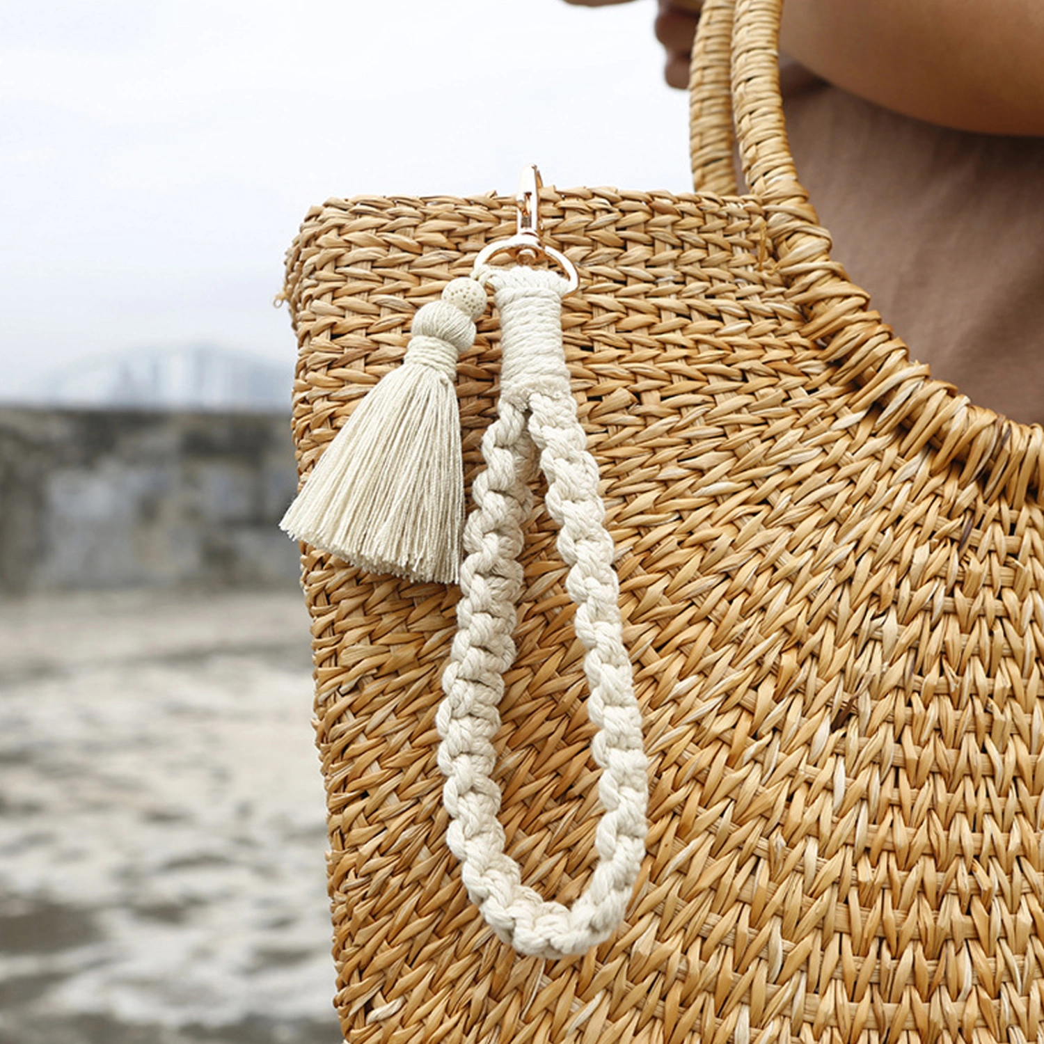 Macrame Keychain Bracelet Wristlet Keychain Keyring Holder Wrist Lanyard