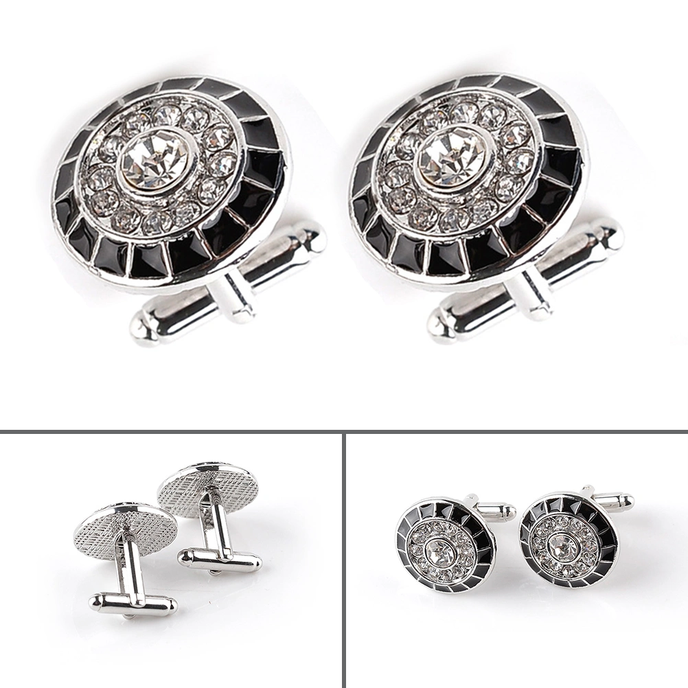 2pcs Men Diamante Cufflinks High-end Business-style Cuffs White Shirt Accessories Wedding Gifts Black Series Classic Steady Cuff Links Suit Dress