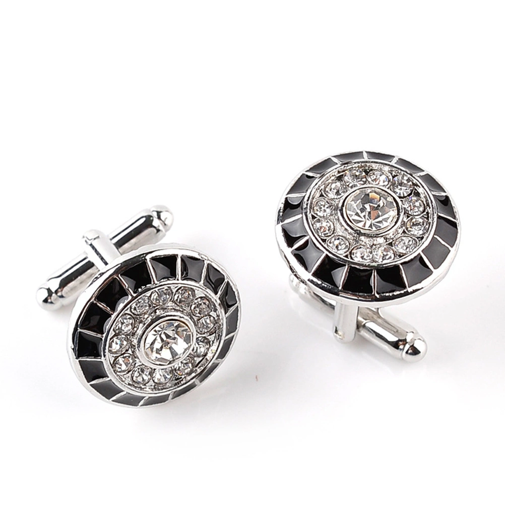 2pcs Men Diamante Cufflinks High-end Business-style Cuffs White Shirt Accessories Wedding Gifts Black Series Classic Steady Cuff Links Suit Dress