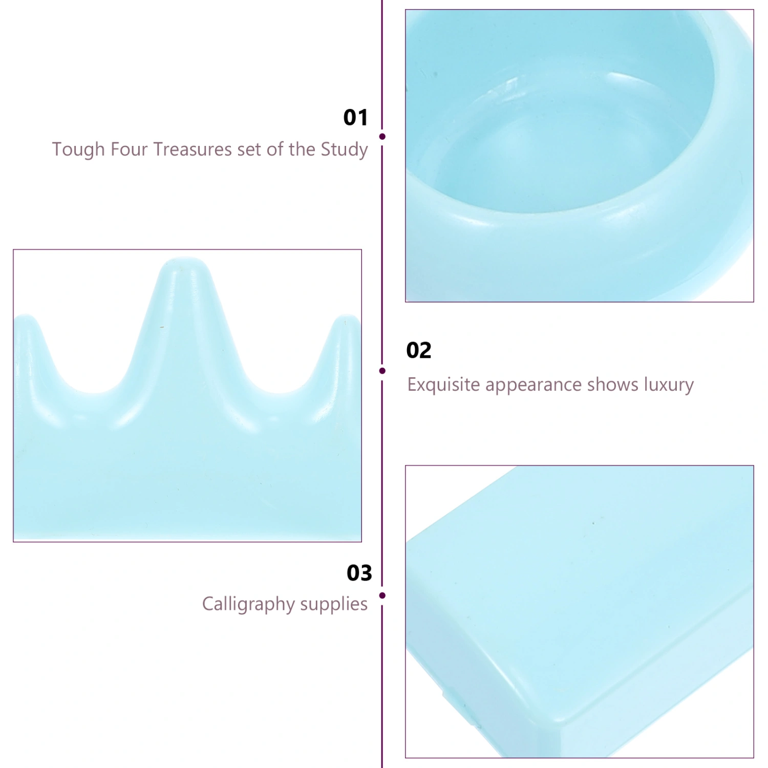 4Pcs Calligraphy Plastic Pen Rack Water Vat Painting Paperweights (As Shown)