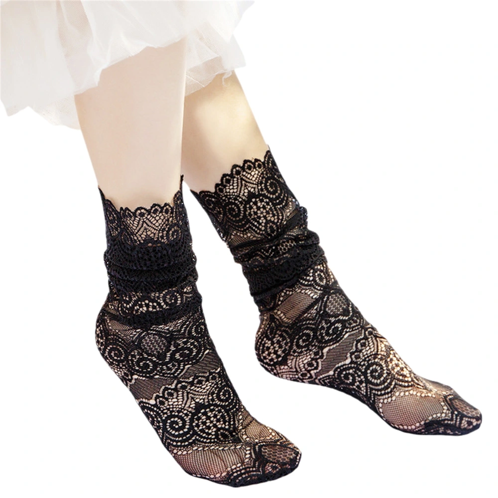 Women Lace Hollow-Out Calf Socks Spring Summer Casual Socks Fashion Wild Lovely Breathable Thin Socks