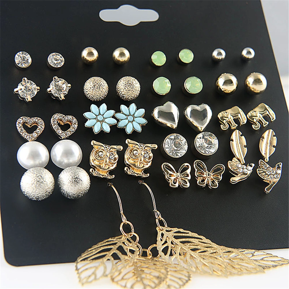 20 Pairs Owl Elephant Leaf Earring Set for Women Girls Ladies