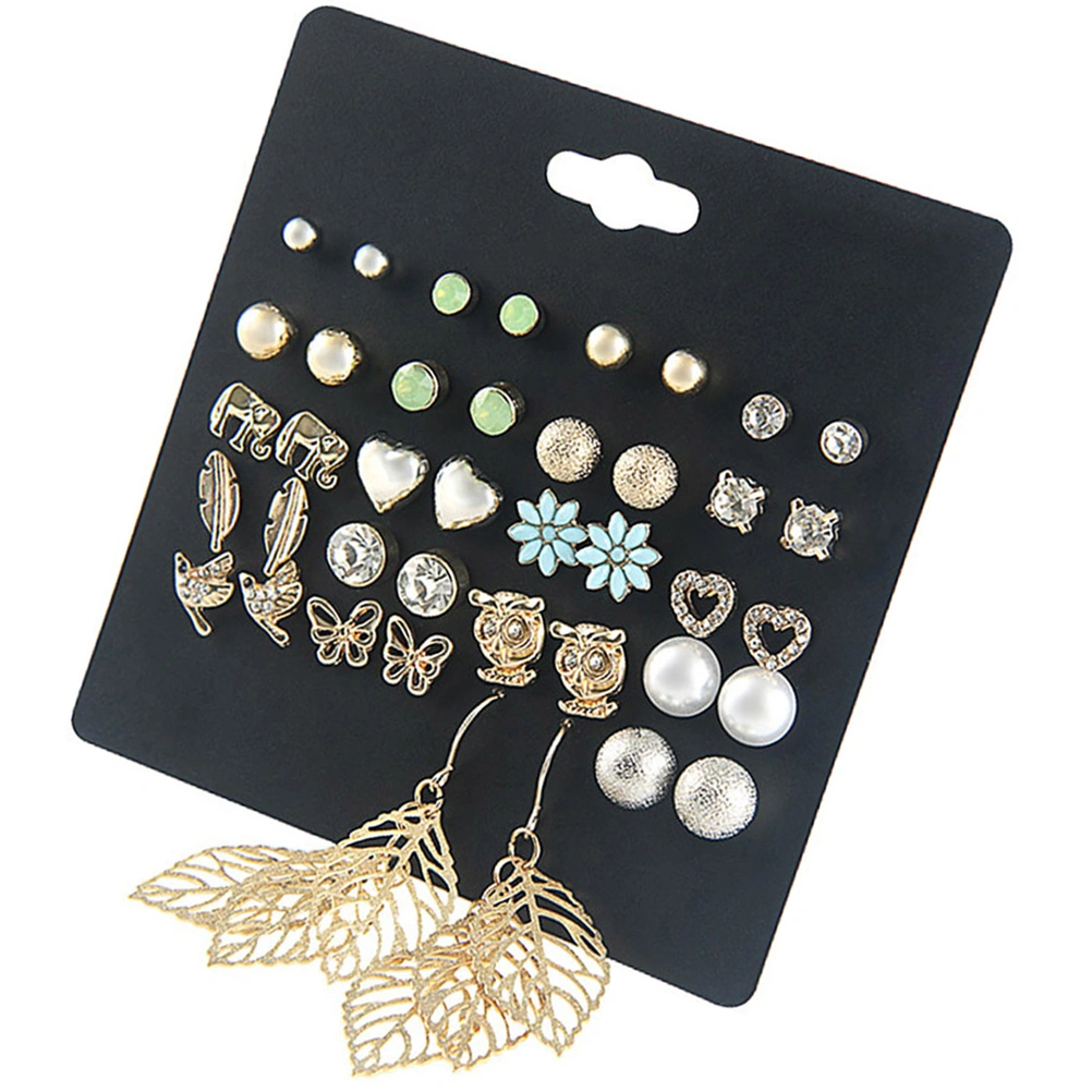 20 Pairs Owl Elephant Leaf Earring Set for Women Girls Ladies