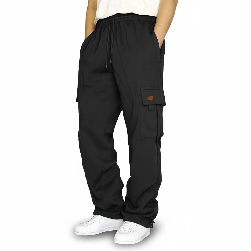 Men’s Loose Cargo Pants Casual Drawstring Elastic Waist Wide Leg Athletic Sweatpants Outdoor Trousers