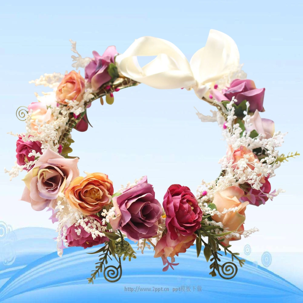 1PC Floral Head Wreath Fairy Head Photo Taking Garland Holiday Hair Accessory for Travel Studio